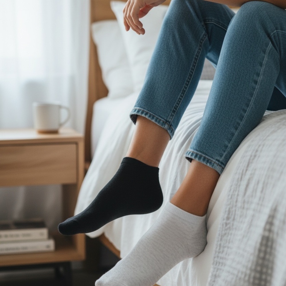 Taryn Rose Black and White Ankle Socks